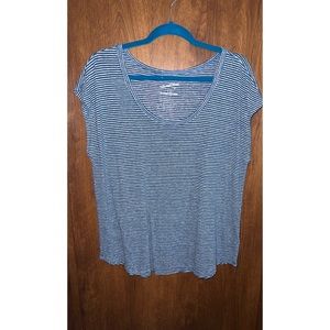 Universal Thread Navy and White Striped Scoop Neck Tee